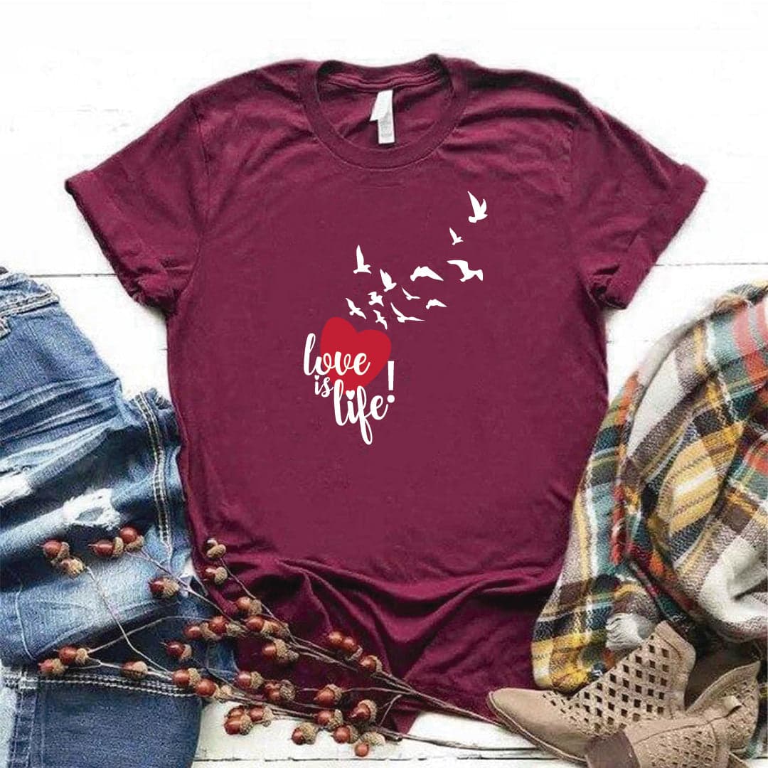 Camisa estampada  tipo T-shirt  LOVE IS LIFE — foto 5