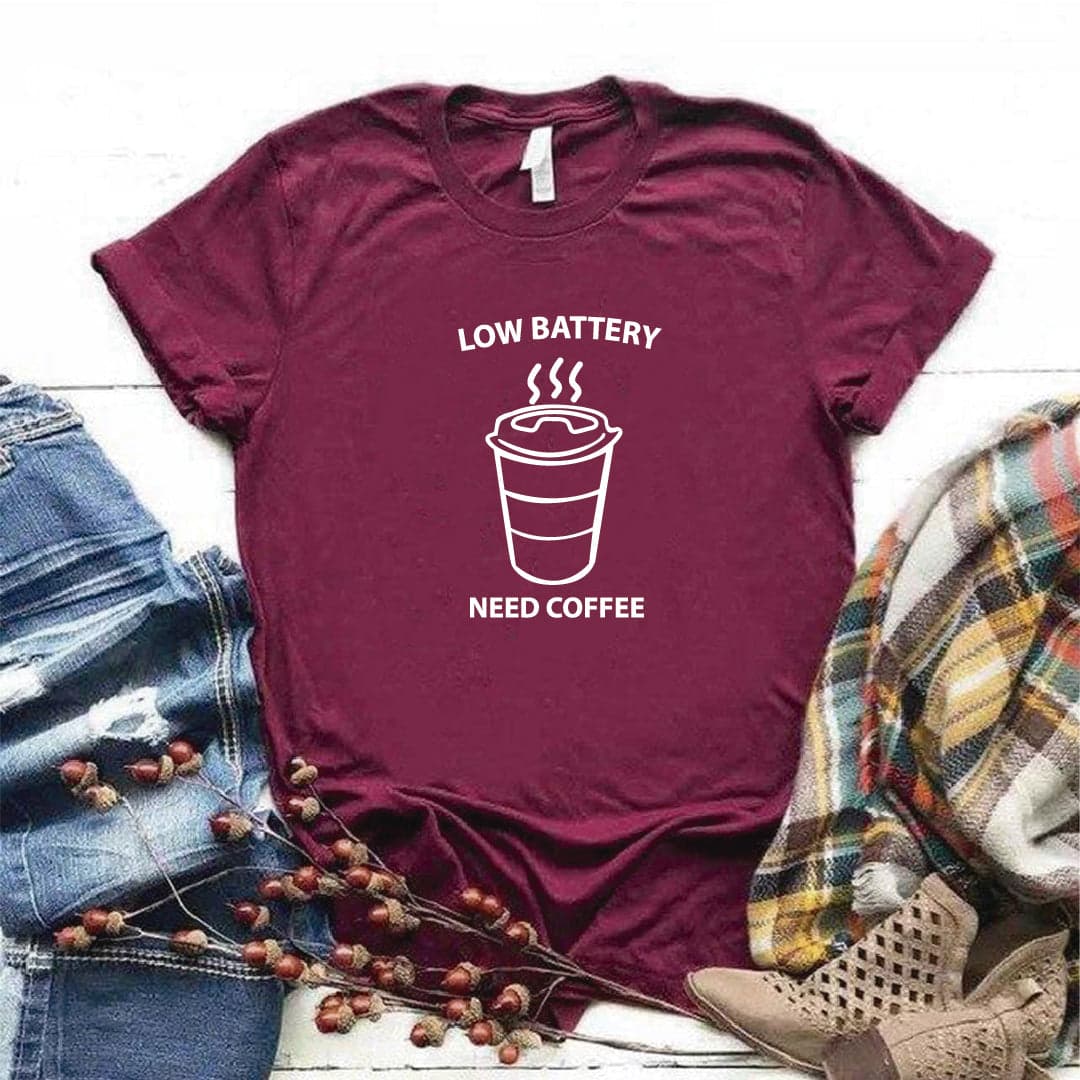 Camisa estampada  tipo T-shirt LOW BATTERY NEED COFFEE — foto 8