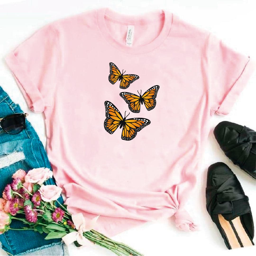 Camisa estampada en algodon para mujer tipo T- shirt mariposas — foto 8