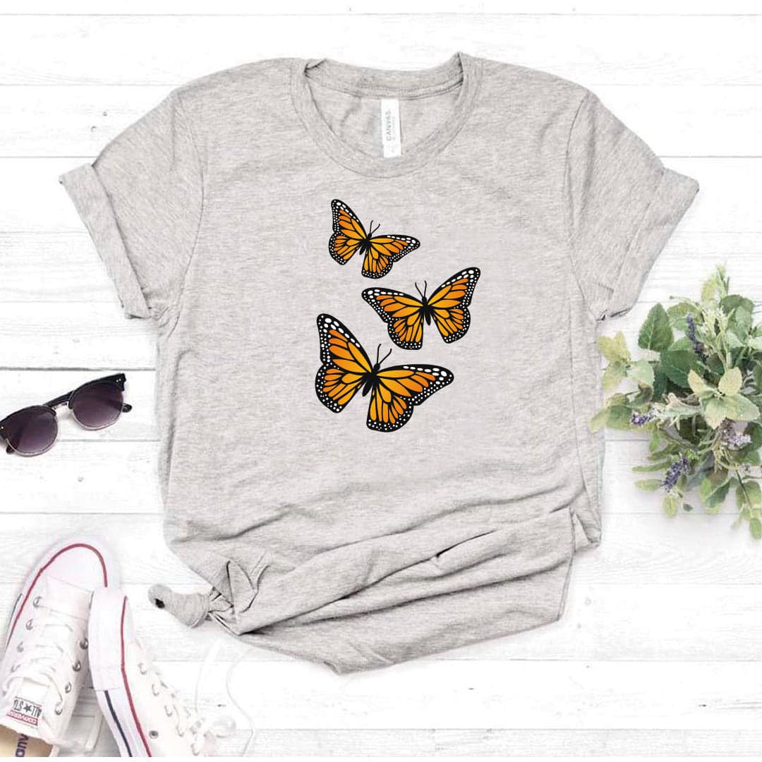 Camisa estampada en algodon para mujer tipo T- shirt mariposas — foto 1