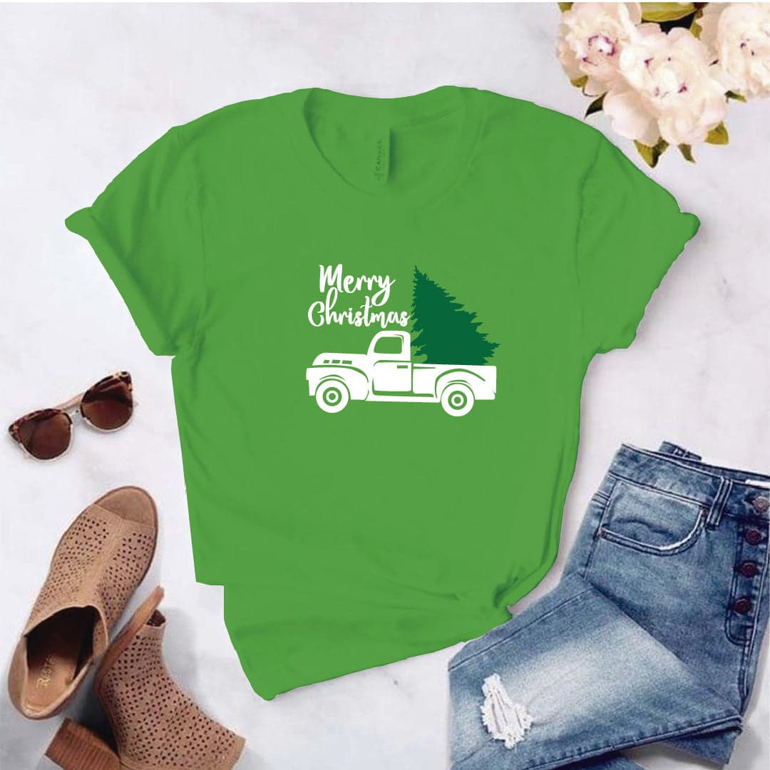 Camisa estampada  tipo T-shirt Merry Christmas Árbol en camión — foto 8
