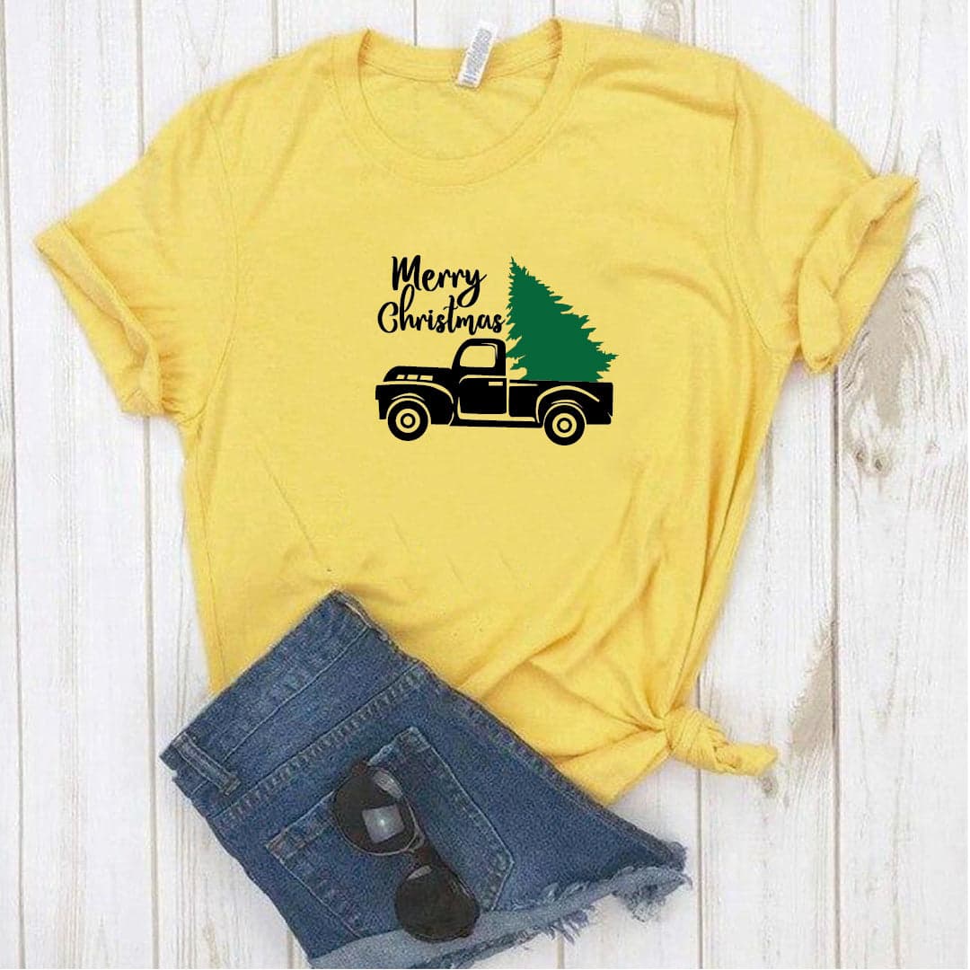 Camisa estampada  tipo T-shirt Merry Christmas Árbol en camión — foto 6