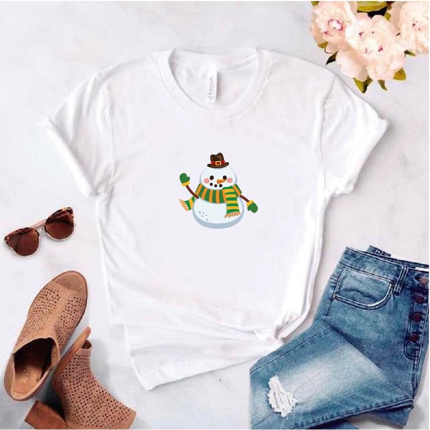 Camisa estampada tipo T-shirt de polialgodon (navidad) muñeco de nieve (entero) — foto 1