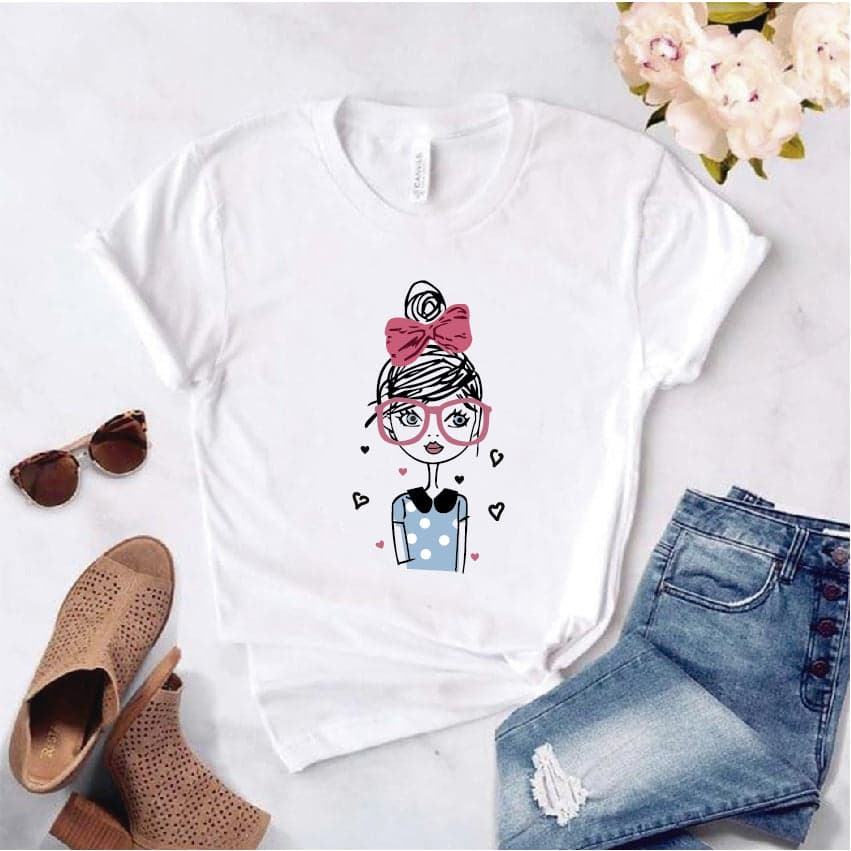 Camisa estampada  tipo T-shirt de polialgodon Muñeca lentes 2 — foto 1