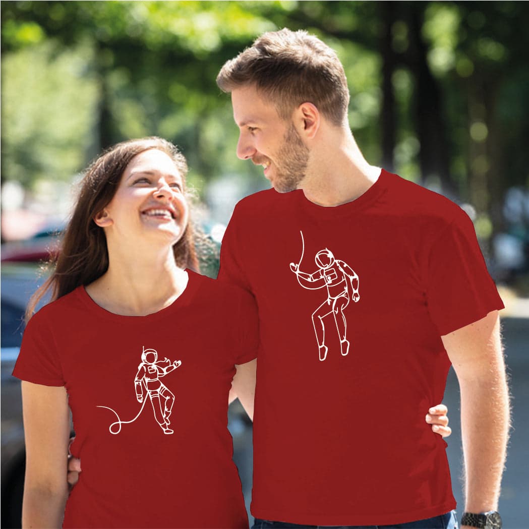 Camiseta estampada pareja T-shirt pareja astronauta — foto 3