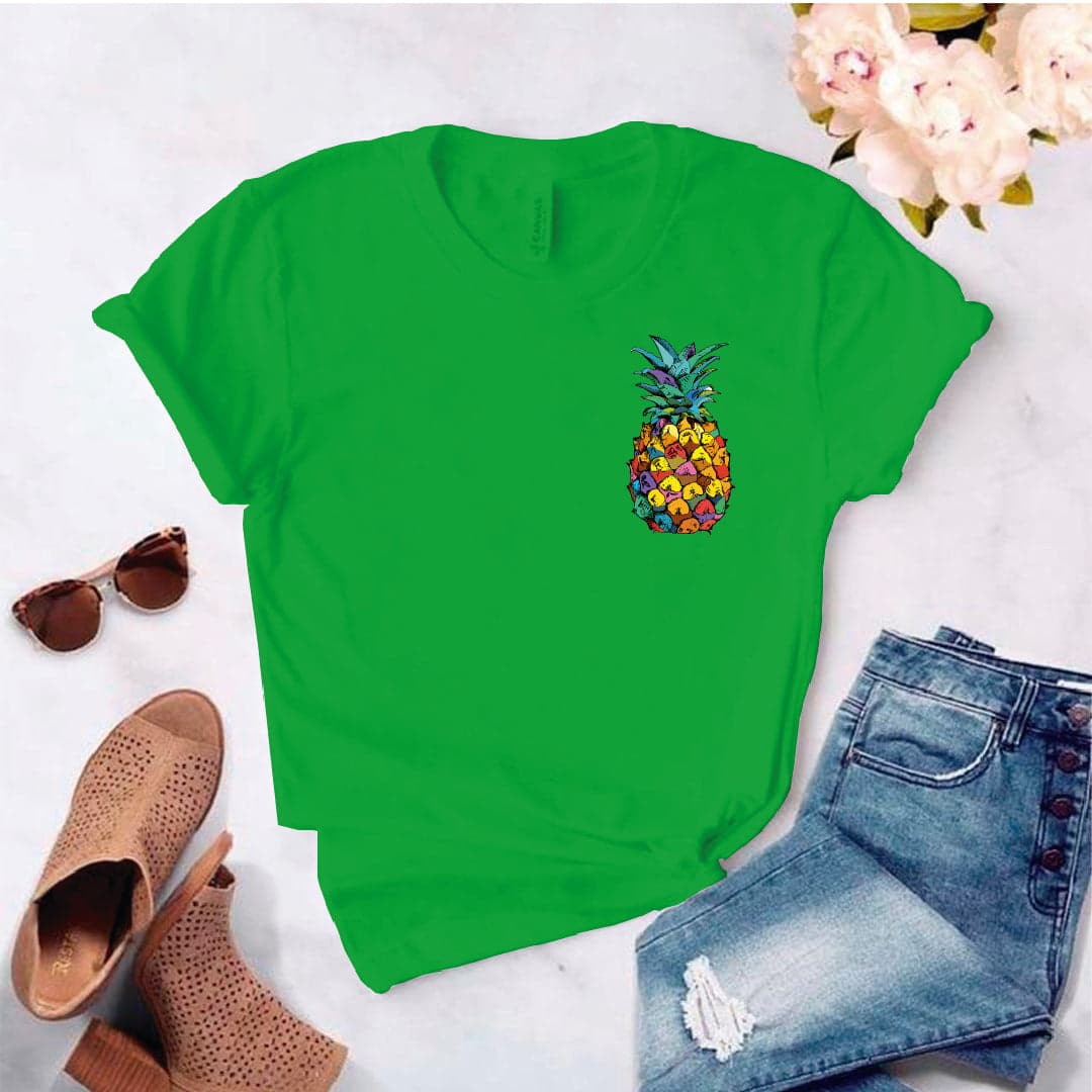 Camisa estampada en algodon para mujer tipo T- shirt pineapple de bolsillo — foto 6