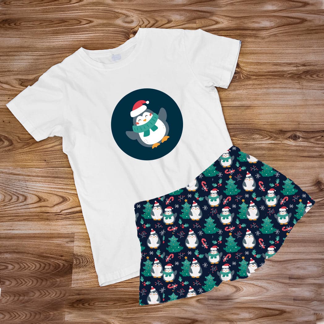 Pijama Estampada en poli algodón de Short Pinguino navideño — foto 1
