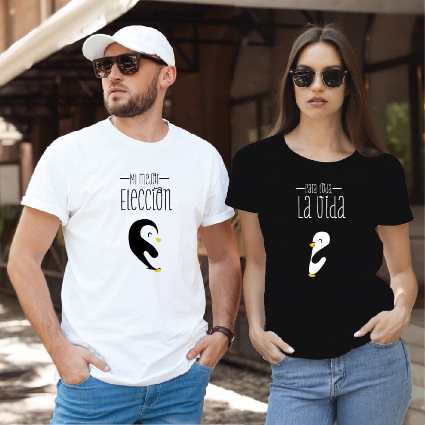 Camiseta estampada T-shirt PAREJA PINGUINO (MI ELECCION PARA TODA LA VIDA) — foto 1