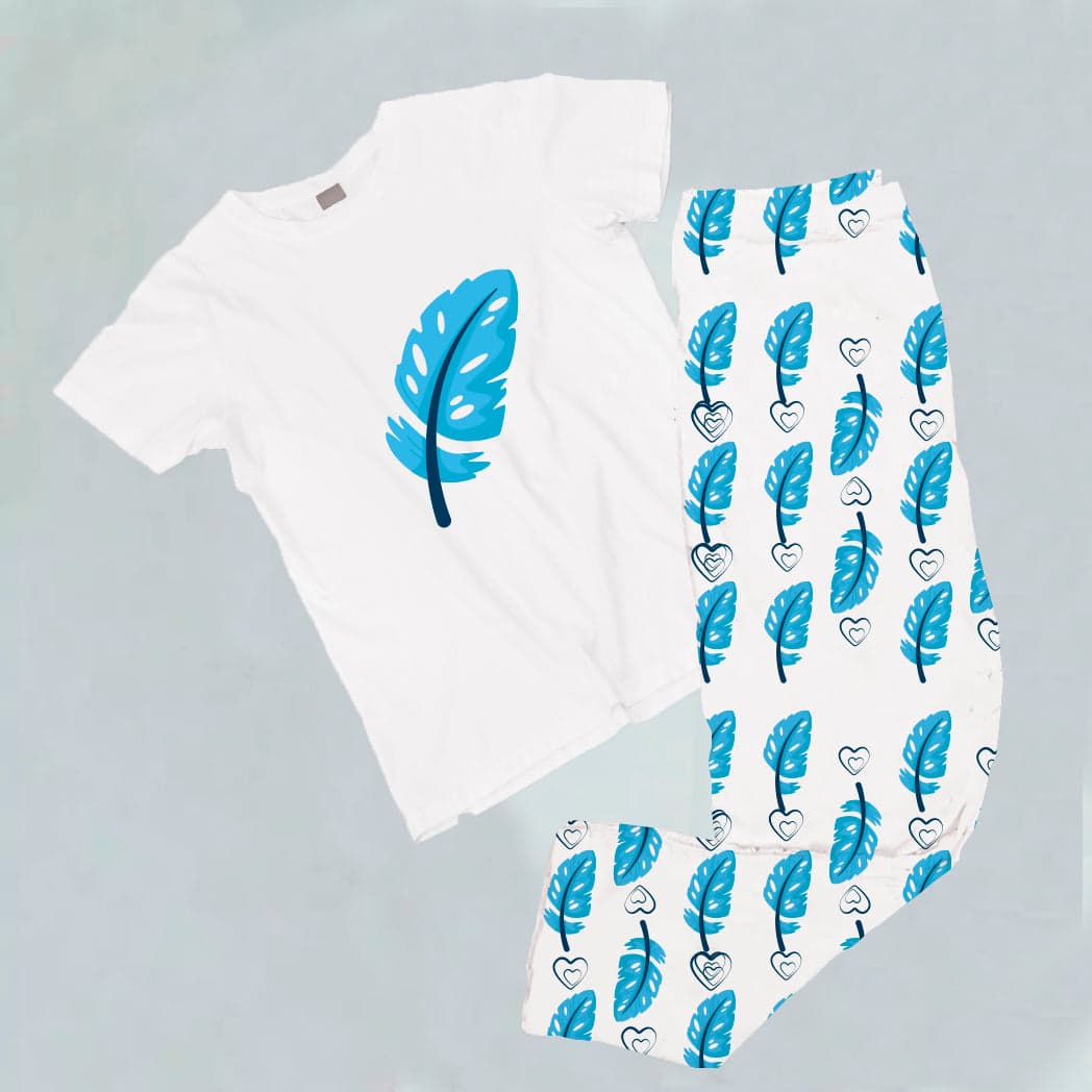 Pijama estampada de pantalón Largo Pluma azul — foto 1
