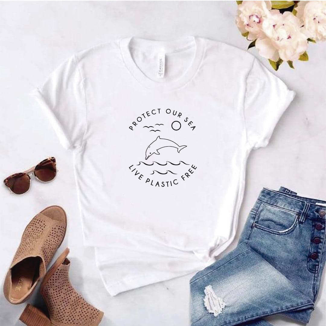 Camisa estampada  tipo T-shirt  PROTECT OUR SEA DELFIN — foto 1