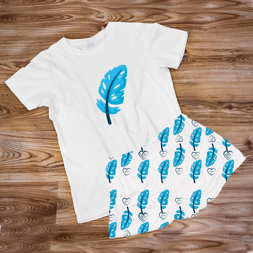 Pijama Estampada en poli algodón de Short pluma azul — foto 1