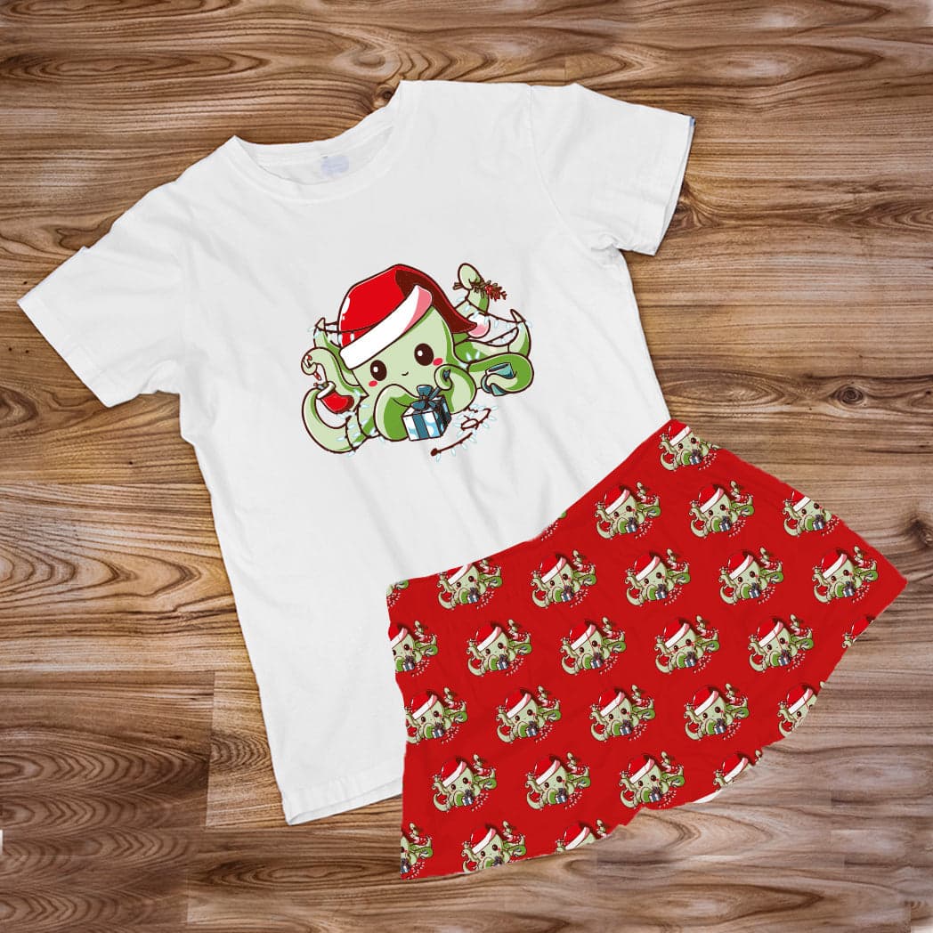 Pijama Estampada en poli algodón de Short  (Navidad) pulpo navideño — foto 1