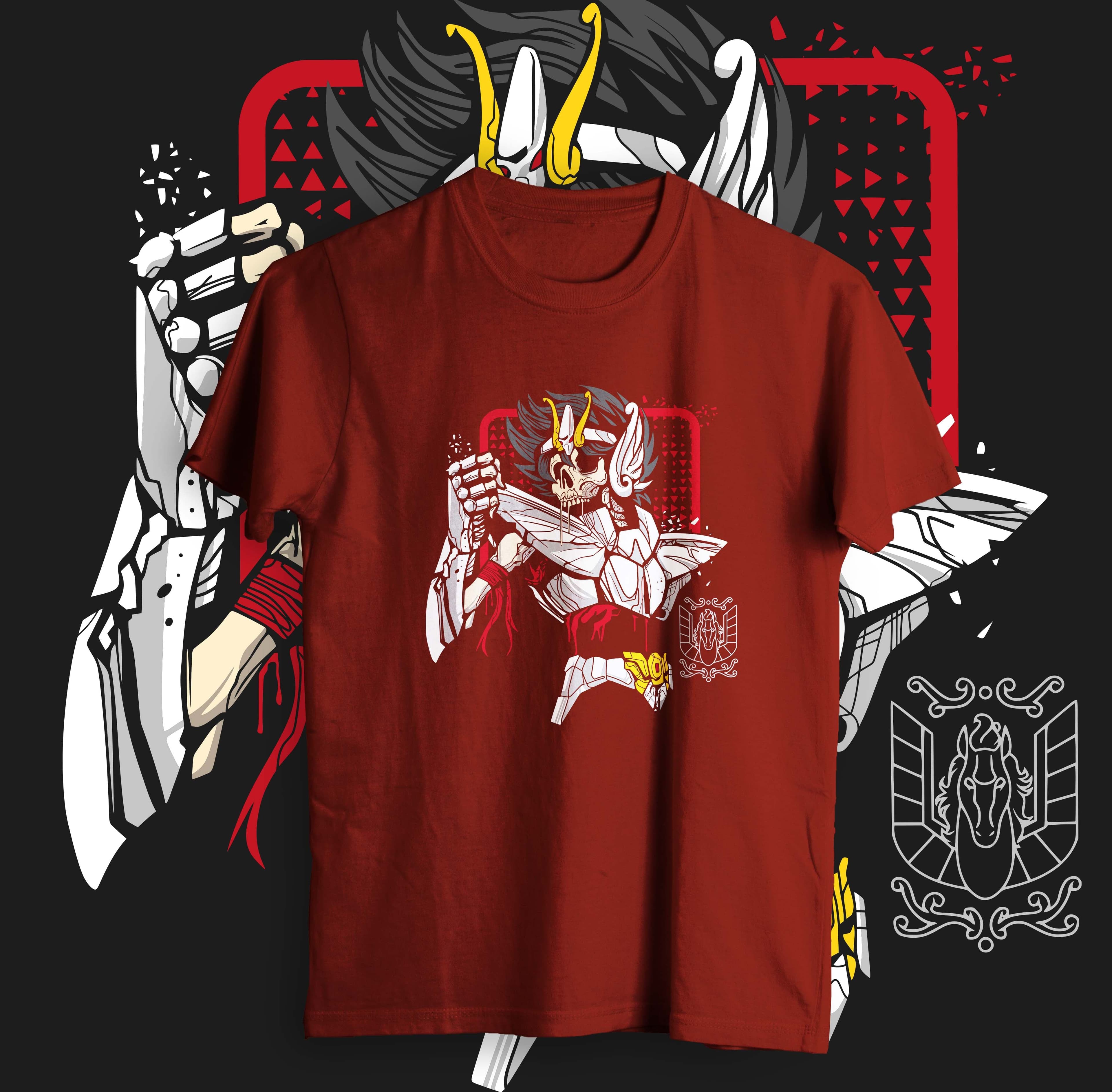 Camisa estampada en algodón para hombre tipo T-shirt seiya de pegaso calabera — foto 3