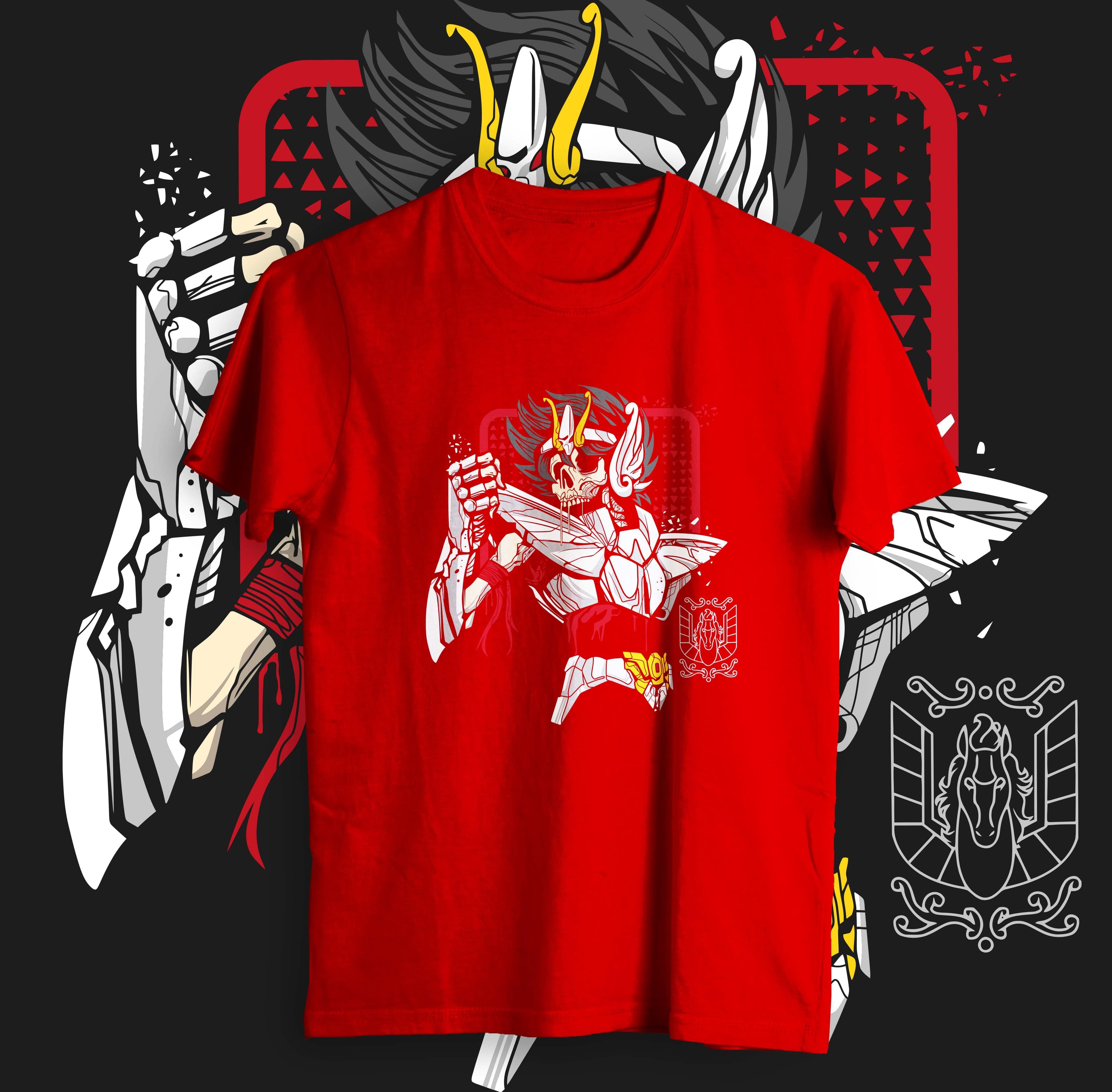 Camisa estampada en algodón para hombre tipo T-shirt seiya de pegaso calabera — foto 5
