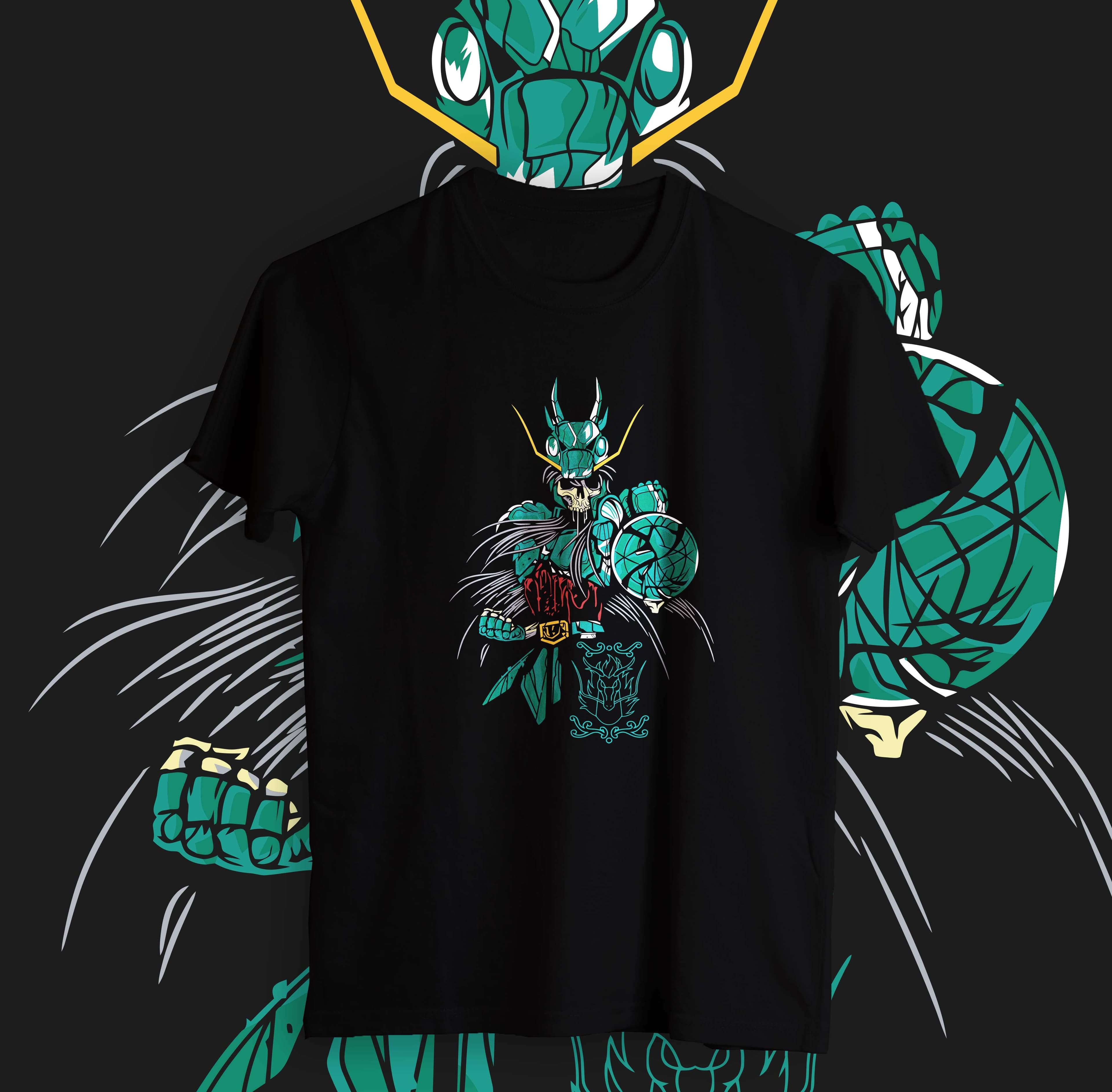Camisa estampada en algodón para hombre tipo T-shirt shiryu de dragón calabera — foto 3