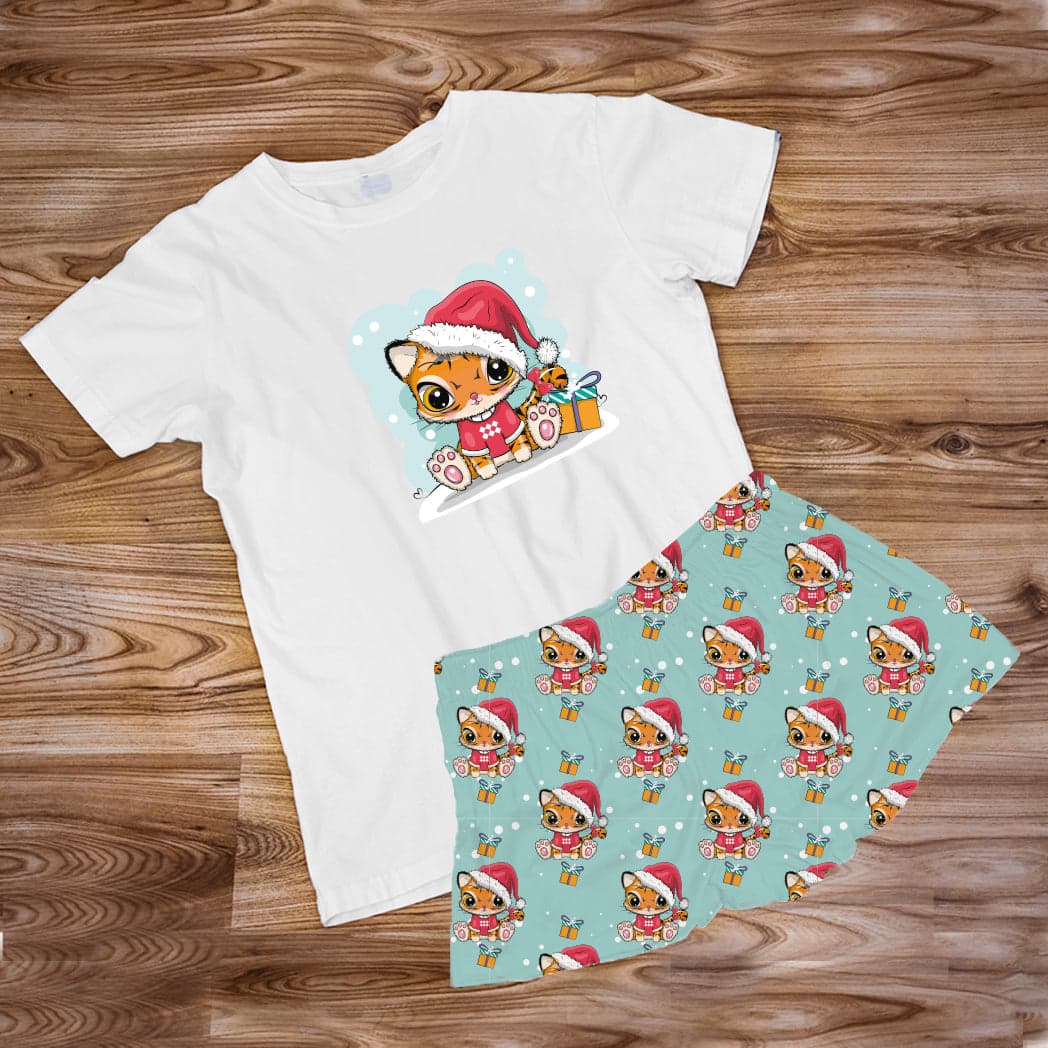 Pijama Estampada en poli algodón de Short  Tigre navidad — foto 1