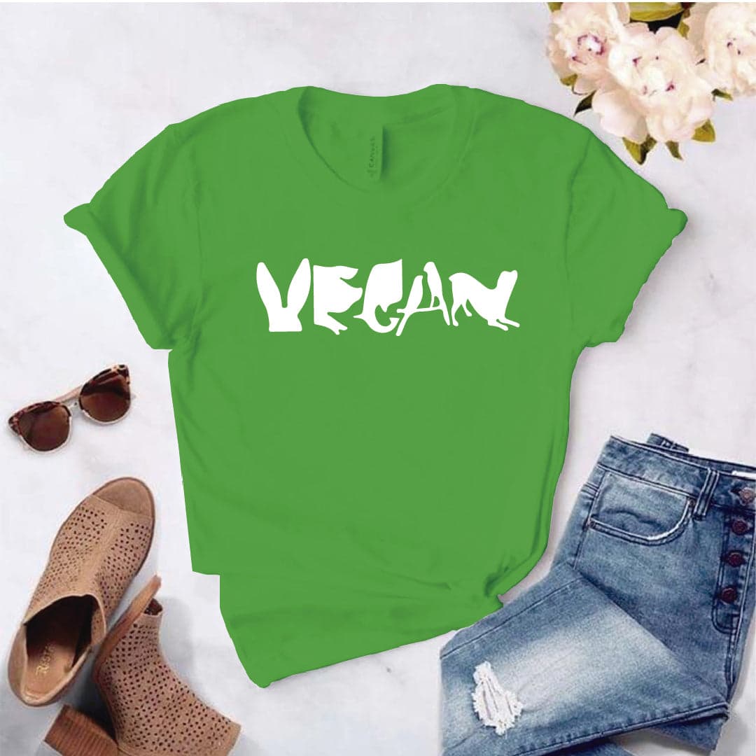 Camisa estampada  tipo T-shirt VEGAN ESCRITO CON ANIMALES — foto 3