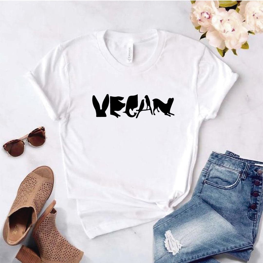 Camisa estampada  tipo T-shirt VEGAN ESCRITO CON ANIMALES — foto 7