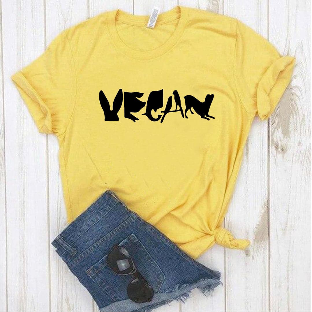 Camisa estampada  tipo T-shirt VEGAN ESCRITO CON ANIMALES — foto 8