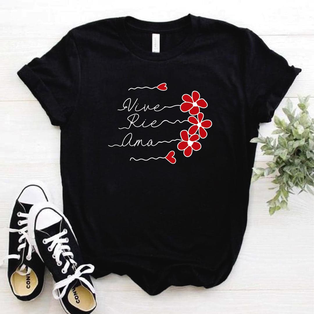 Camisa estampada  tipo T-shirt  VIVE RIE AMA — foto 3