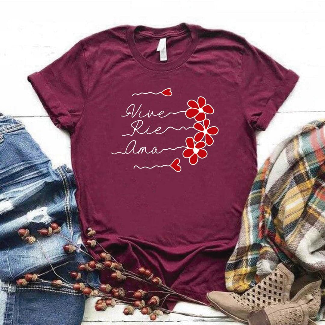 Camisa estampada  tipo T-shirt  VIVE RIE AMA — foto 4