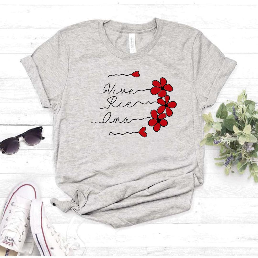 Camisa estampada  tipo T-shirt  VIVE RIE AMA — foto 8