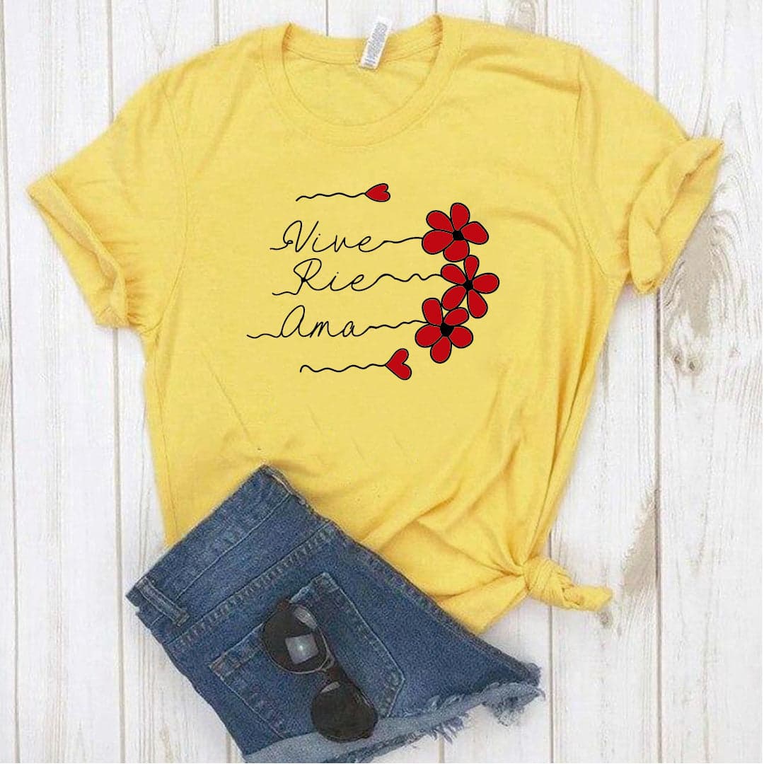 Camisa estampada  tipo T-shirt  VIVE RIE AMA — foto 2