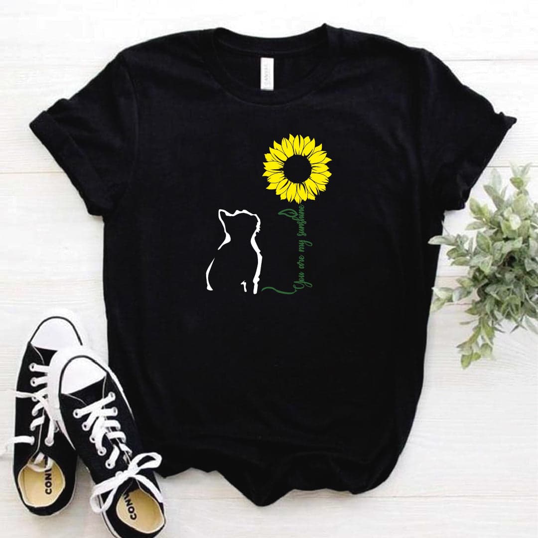 Camisa estampada  tipo T-shirt You are my sunshine gato girasol (Gato) — foto 1
