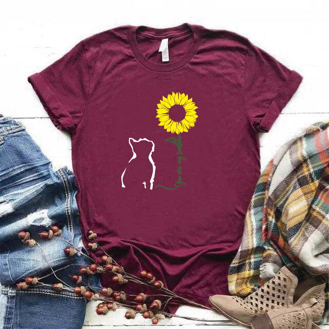 Camisa estampada  tipo T-shirt You are my sunshine gato girasol (Gato) — foto 3