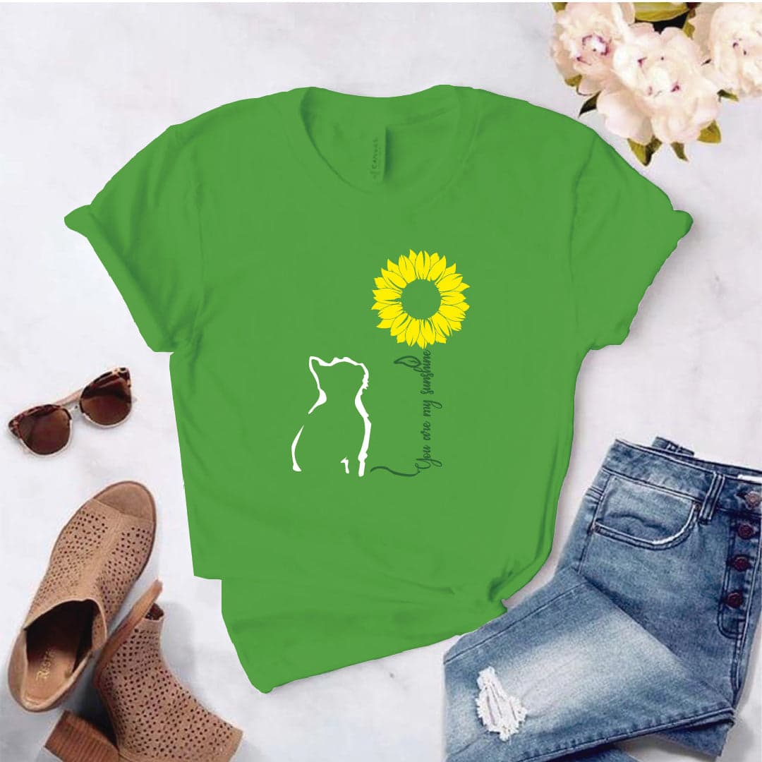 Camisa estampada  tipo T-shirt You are my sunshine gato girasol (Gato) — foto 4