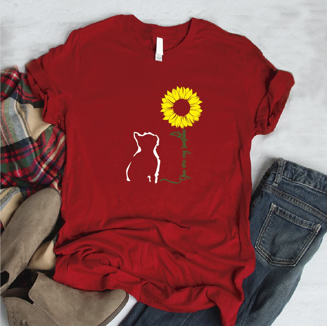 Camisa estampada  tipo T-shirt You are my sunshine gato girasol (Gato) — foto 5