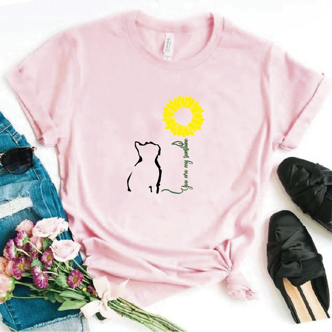 Camisa estampada  tipo T-shirt You are my sunshine gato girasol (Gato) — foto 6