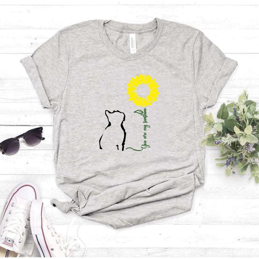 Camisa estampada  tipo T-shirt You are my sunshine gato girasol (Gato) — foto 7