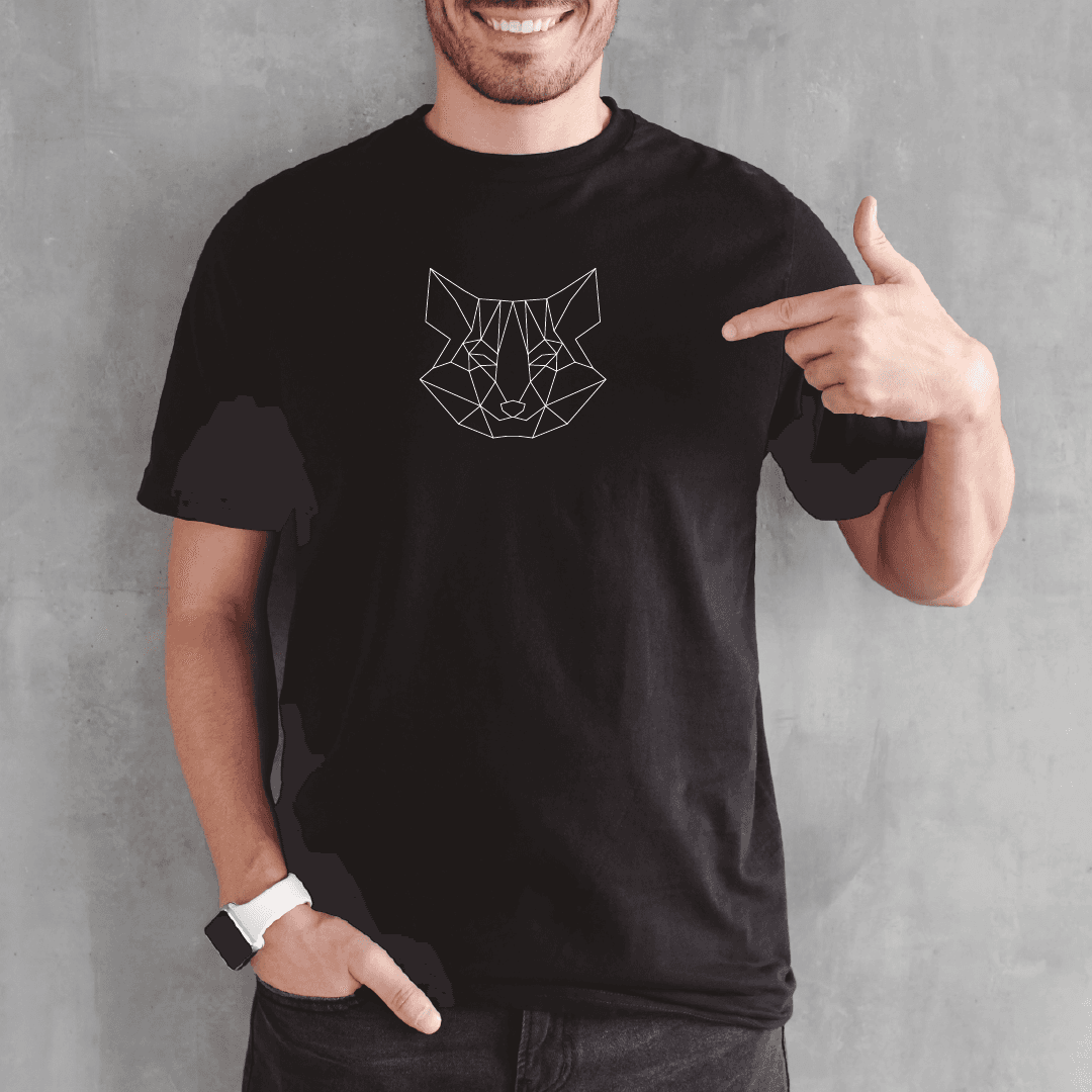 Camisa estampada para hombre  tipo T-shirt Cara Zorro Rojo Geométrico — foto 2