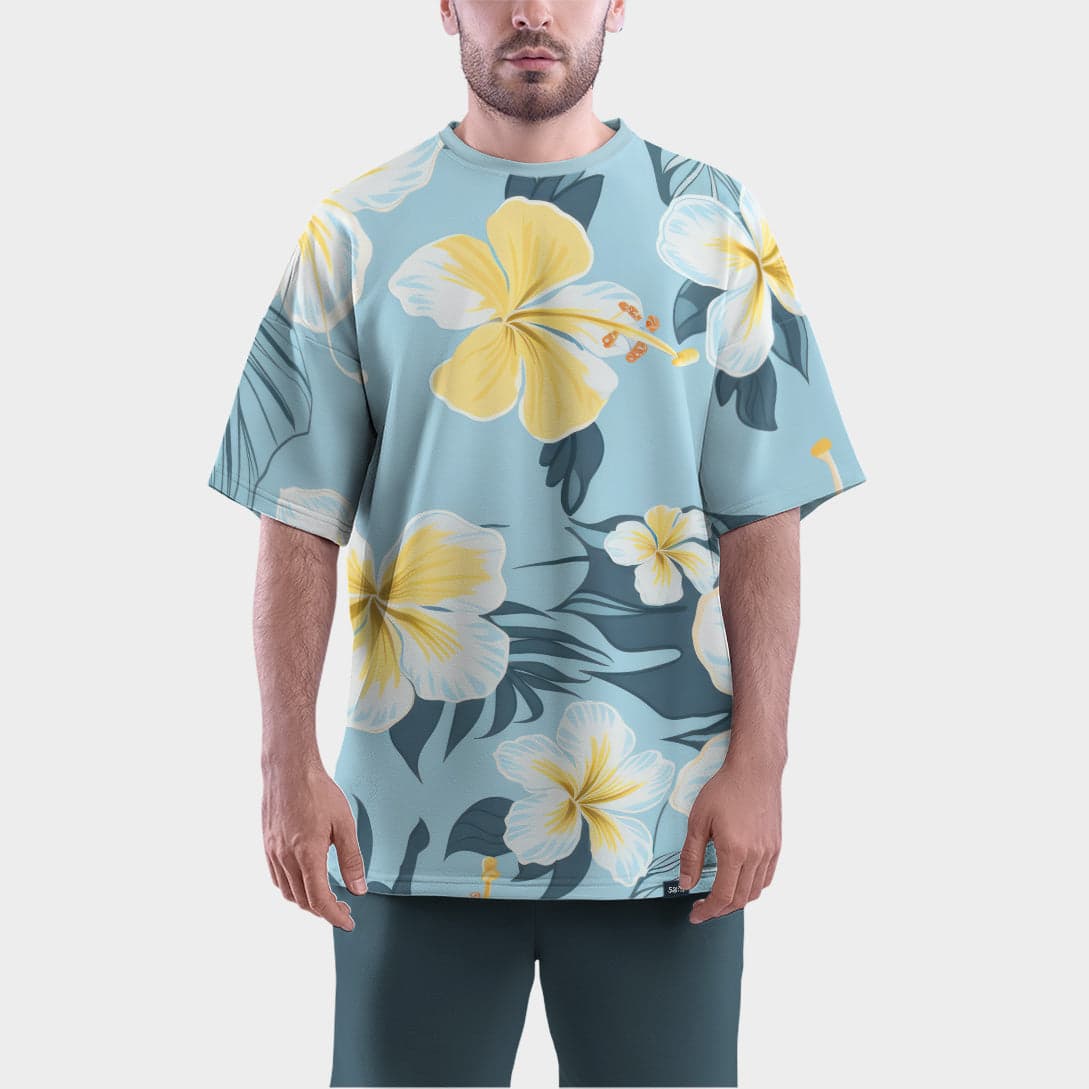 Camiseta Oversize 'Floración Azul' - Elegancia Floral en Patrón Sublimado — foto 5
