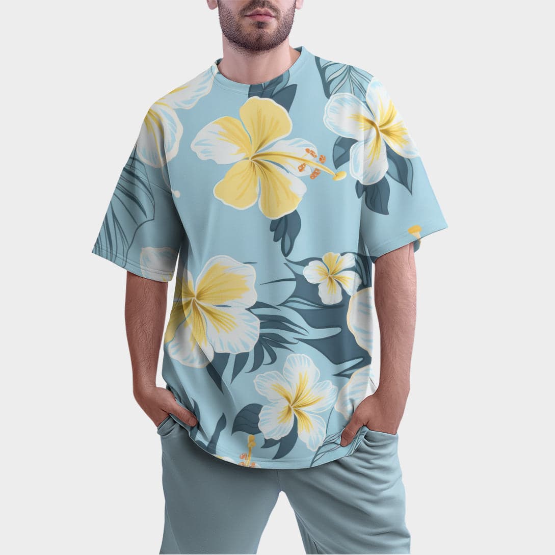 Camiseta Oversize 'Floración Azul' - Elegancia Floral en Patrón Sublimado — foto 6
