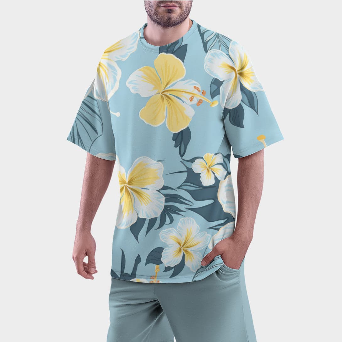 Camiseta Oversize 'Floración Azul' - Elegancia Floral en Patrón Sublimado — foto 7