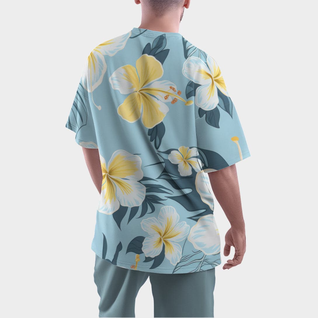 Camiseta Oversize 'Floración Azul' - Elegancia Floral en Patrón Sublimado — foto 9