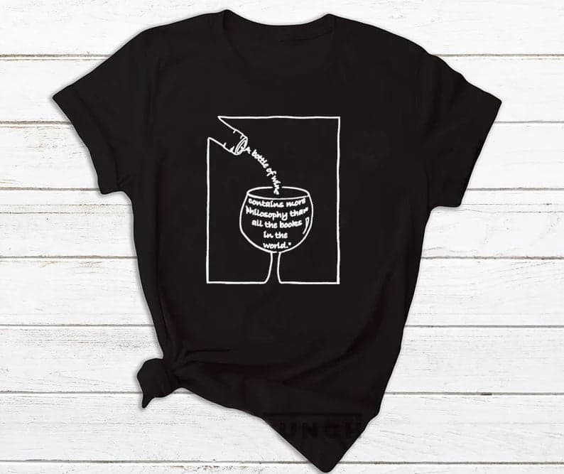 Camisa estampada tipo T-shirt Copa de vino y letras — foto 2