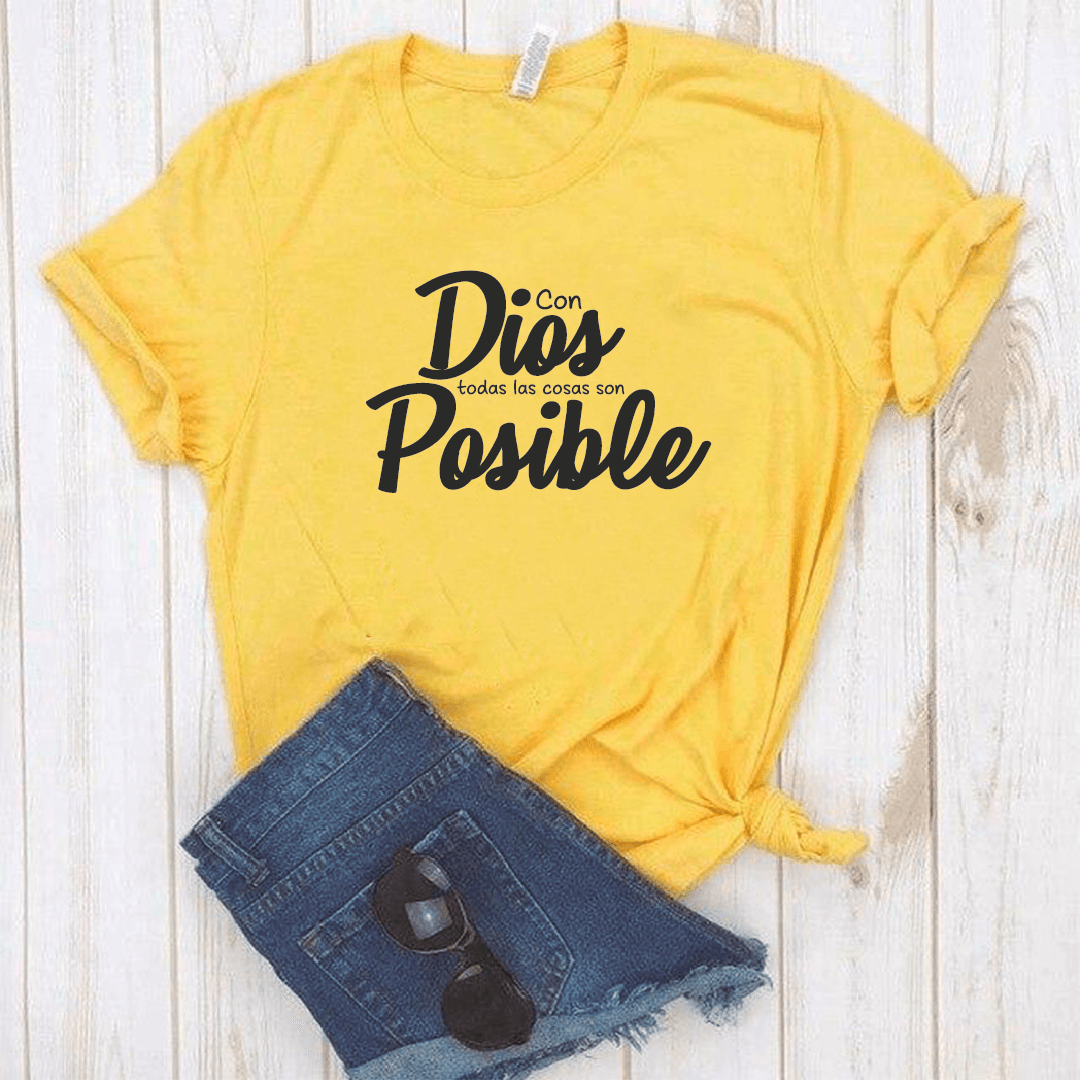 Camiseta estampada tipo T-shirt CON DIOS TODAS LAS COSAS SON POSIBLE (CRISTIANOS) (DAMA) — foto 4
