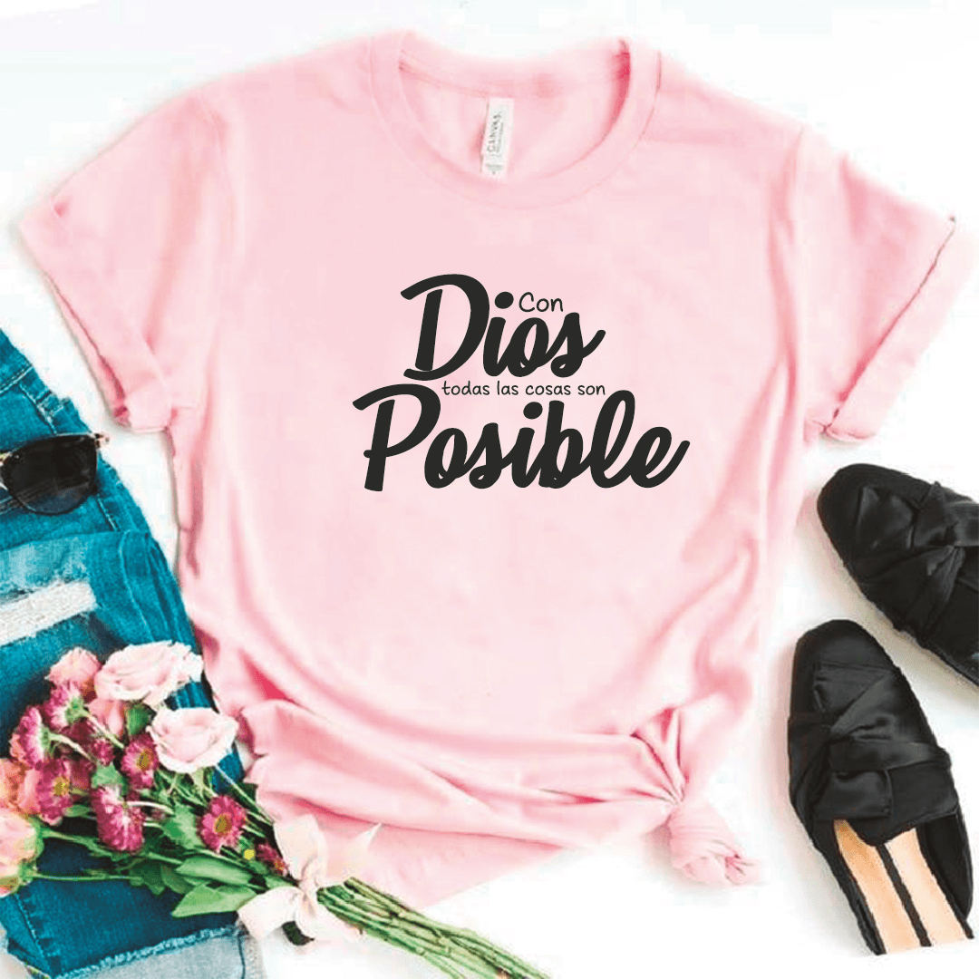 Camiseta estampada tipo T-shirt CON DIOS TODAS LAS COSAS SON POSIBLE (CRISTIANOS) (DAMA) — foto 6