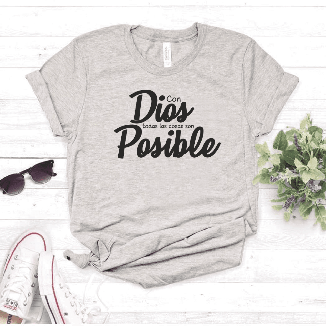 Camiseta estampada tipo T-shirt CON DIOS TODAS LAS COSAS SON POSIBLE (CRISTIANOS) (DAMA) — foto 8