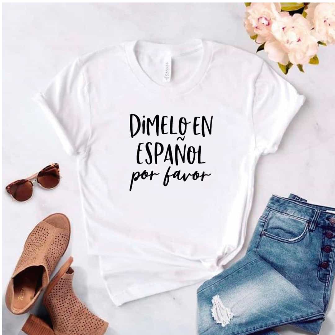 Camisa estampada tipo T- shirt Dimelo en Español por favor