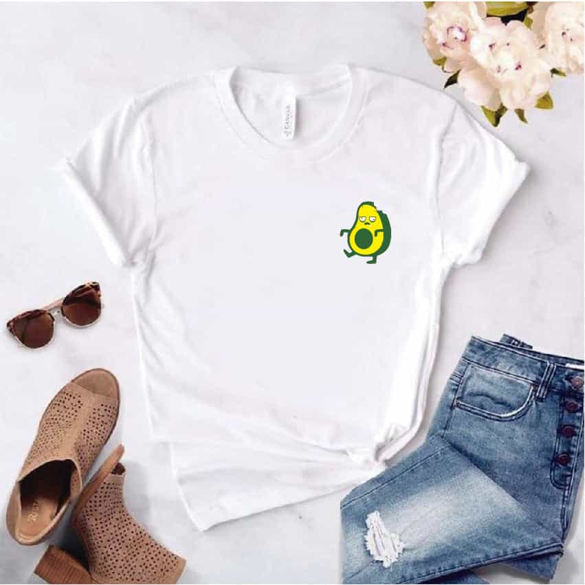 Camisa estampada tipo T-shirt de polialgodon AGUACATE ZOMBIE BOLSILLO