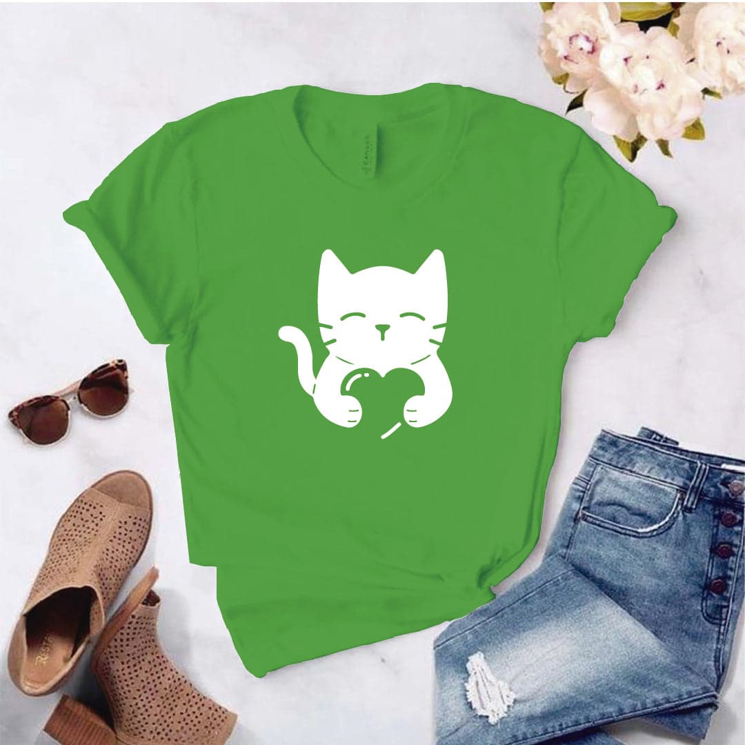 Camisa estampada tipo T-shirt GATO ABRAZANDO CORAZON — foto 2