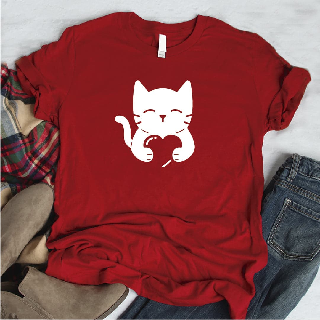 Camisa estampada tipo T-shirt GATO ABRAZANDO CORAZON — foto 1
