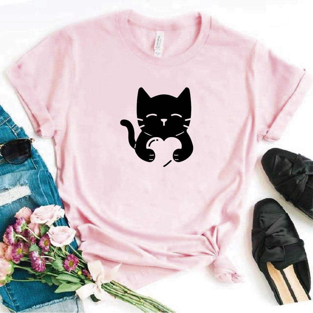 Camisa estampada tipo T-shirt GATO ABRAZANDO CORAZON — foto 3