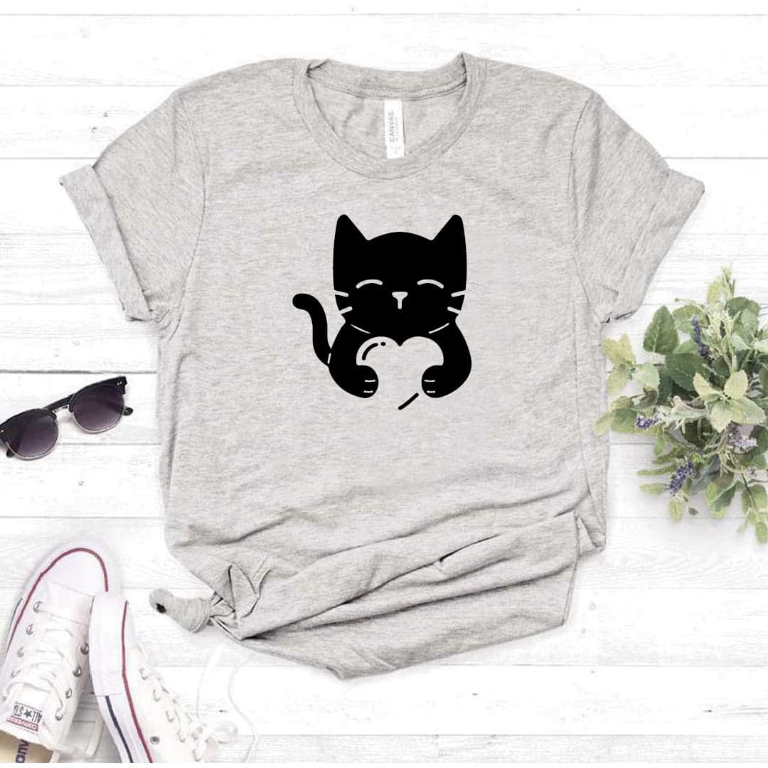 Camisa estampada tipo T-shirt GATO ABRAZANDO CORAZON — foto 4