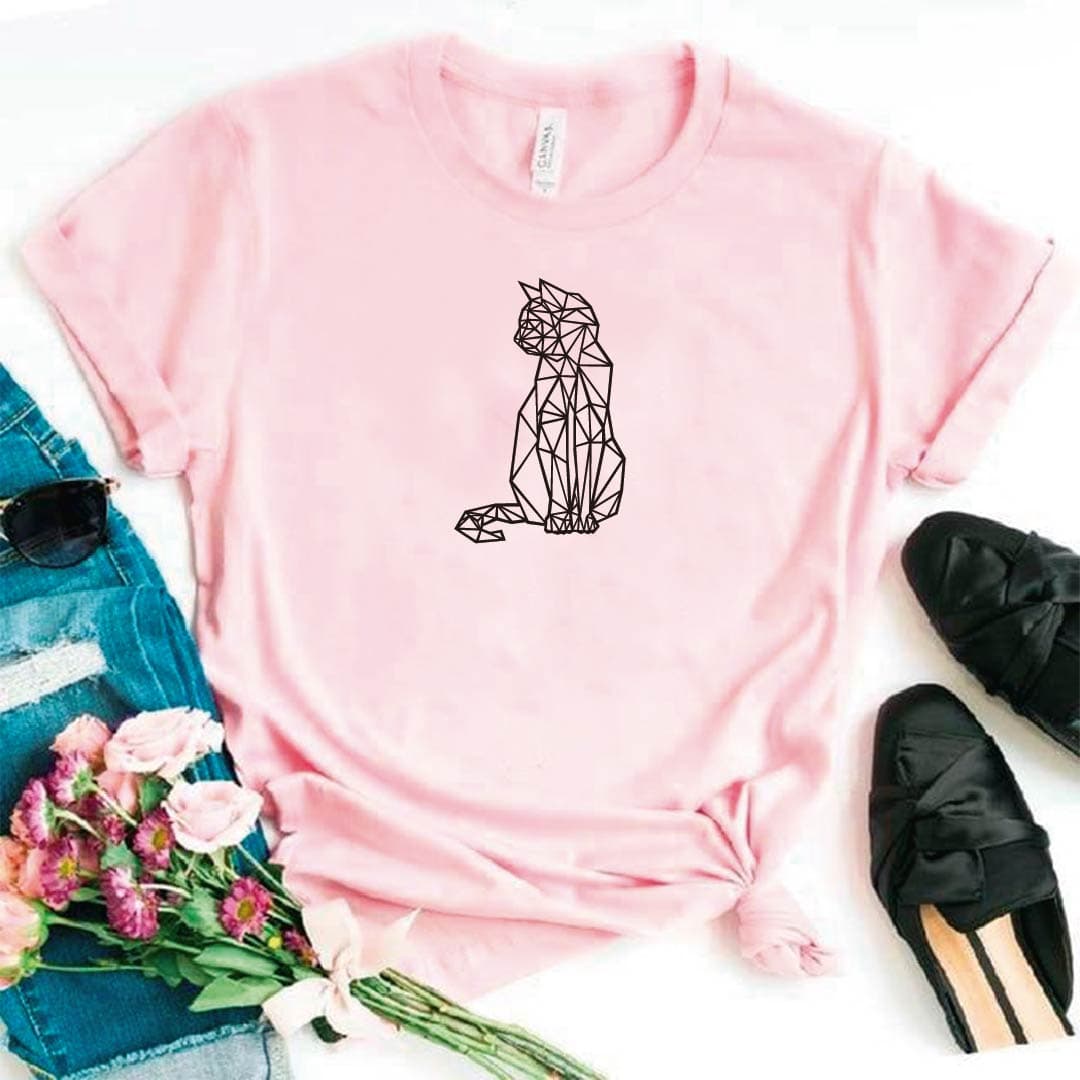Camiseta estampada tipo T-shirt GATO SENTADO (geométrico) — foto 3