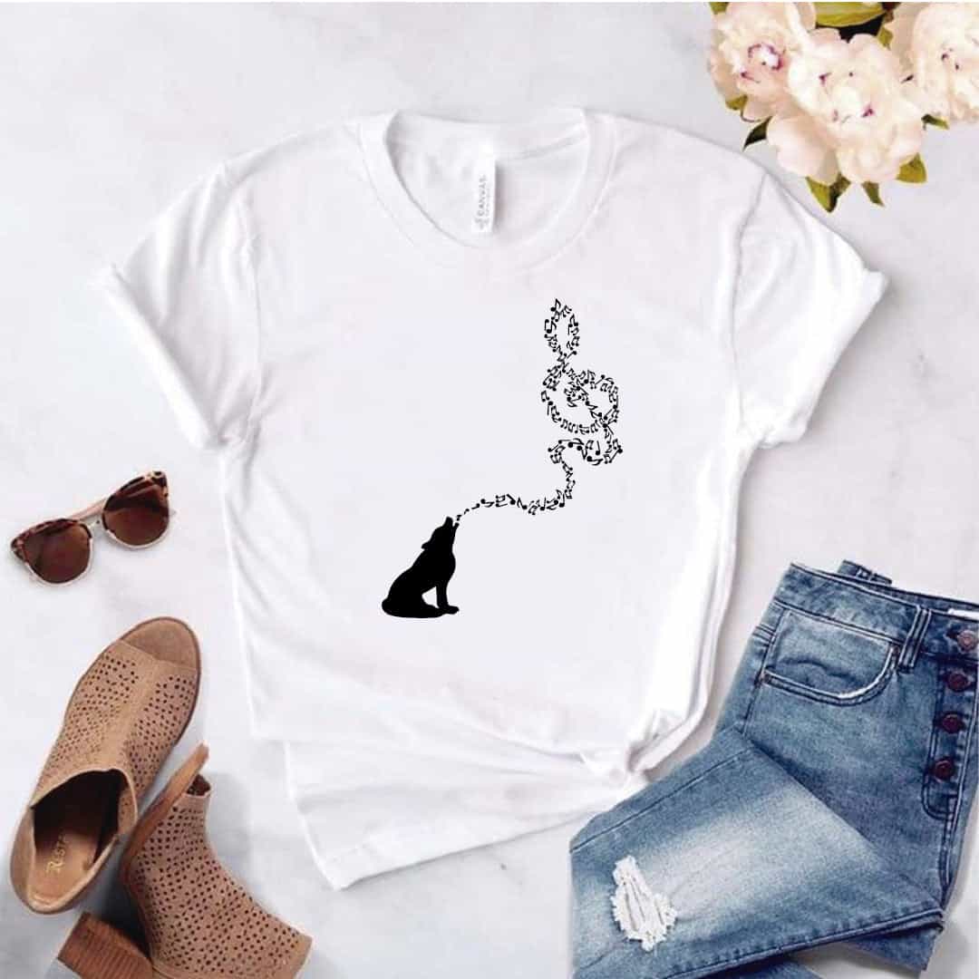 Camisa estampada tipo T- shirt LOBO MUSICA